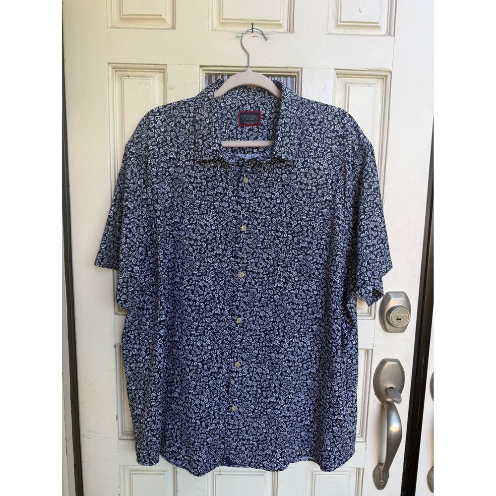 UNTUCKit‎ Salta Navy Blue Floral Performance Short Sleeve Shirt 41458 Size XXL